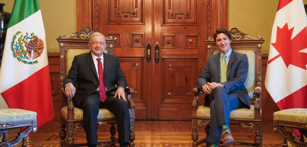 Recibe AMLO a Justin Trudeau en Palacio Nacional