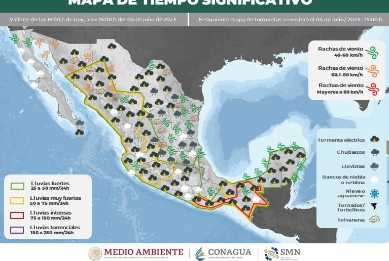 Chiapas, Oaxaca y Tabasco continúan con lluvias intensas en las próximas horas